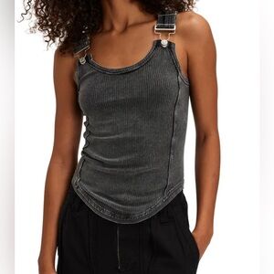 We The Free Jamie Buckle Tank In Charcoal size S/P